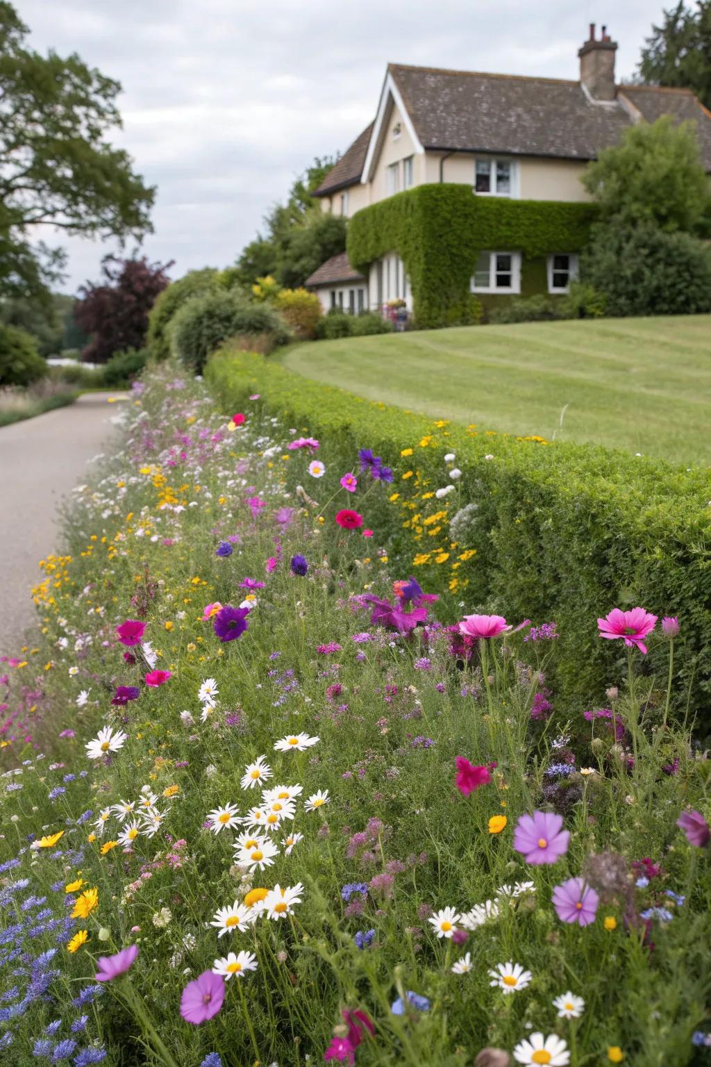 A wildflower meadow adds a natural and organic touch.