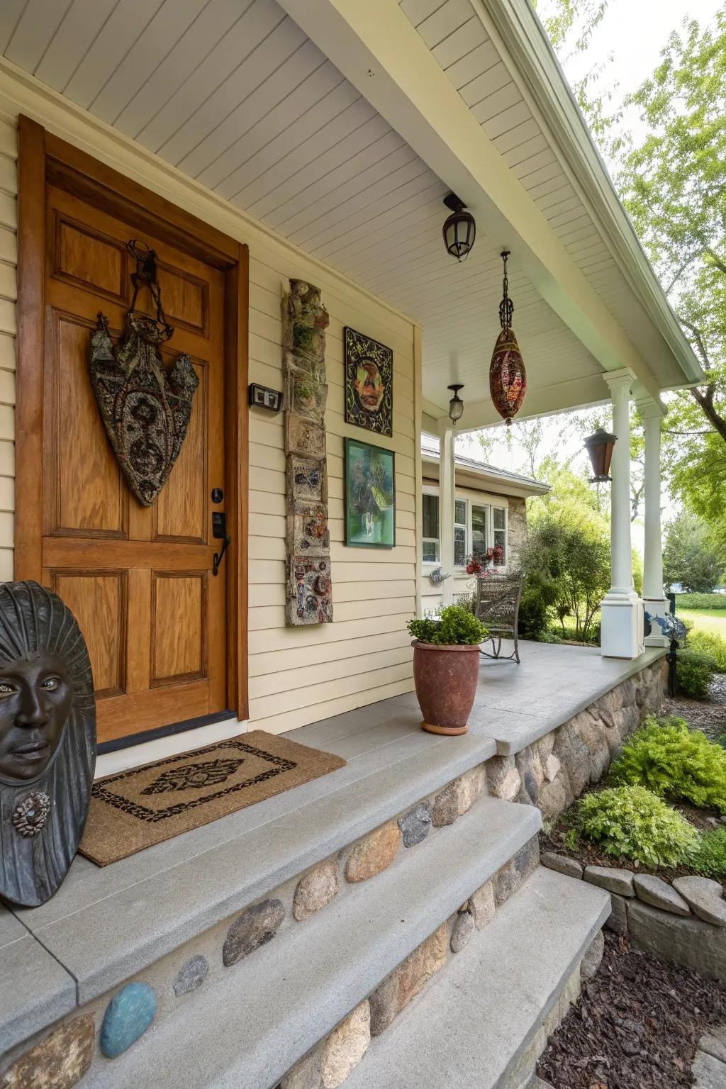 Artistic decor adds depth and interest.