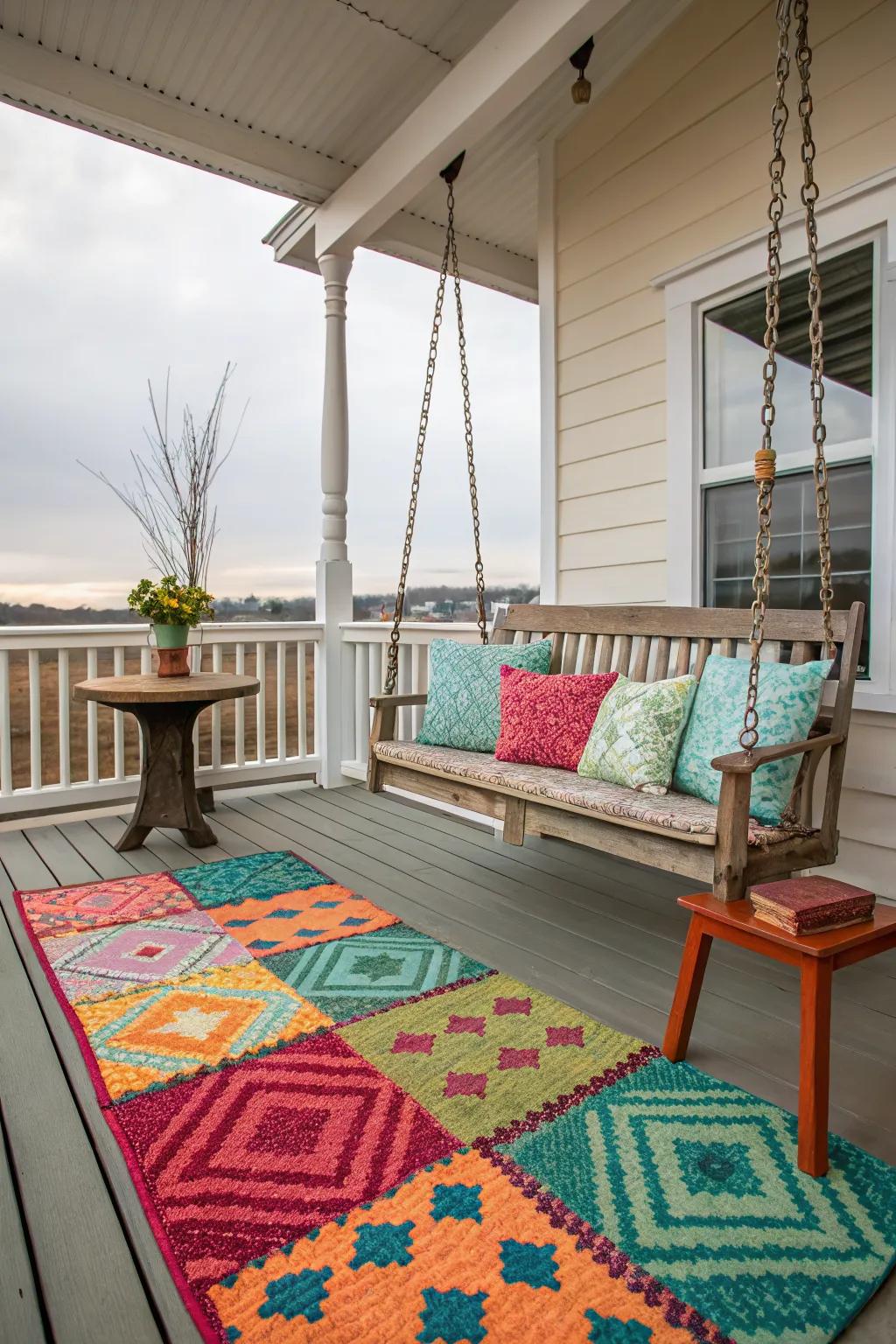 Add comfort with outdoor textiles.