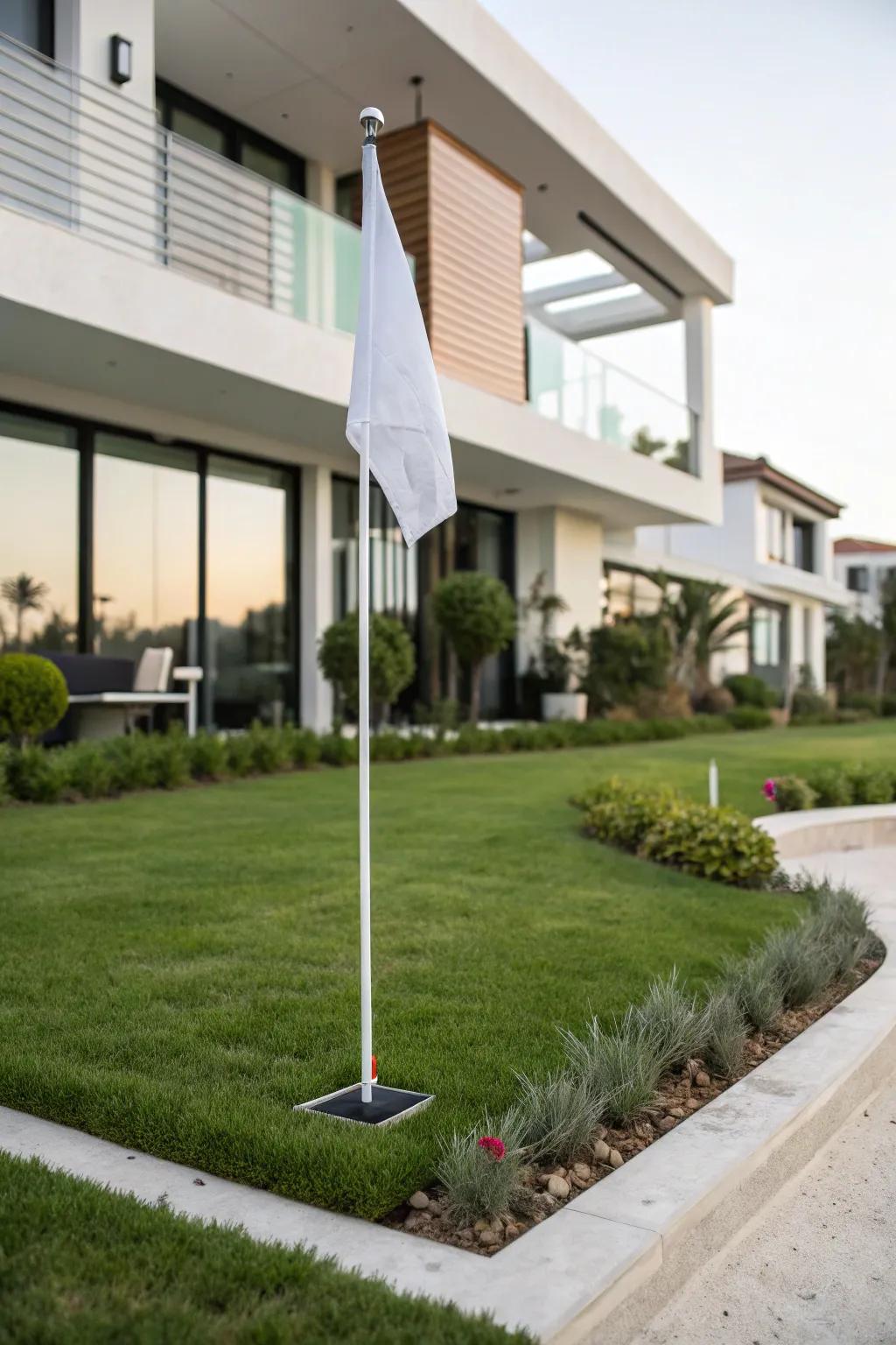A minimalist flagpole design for a modern look.