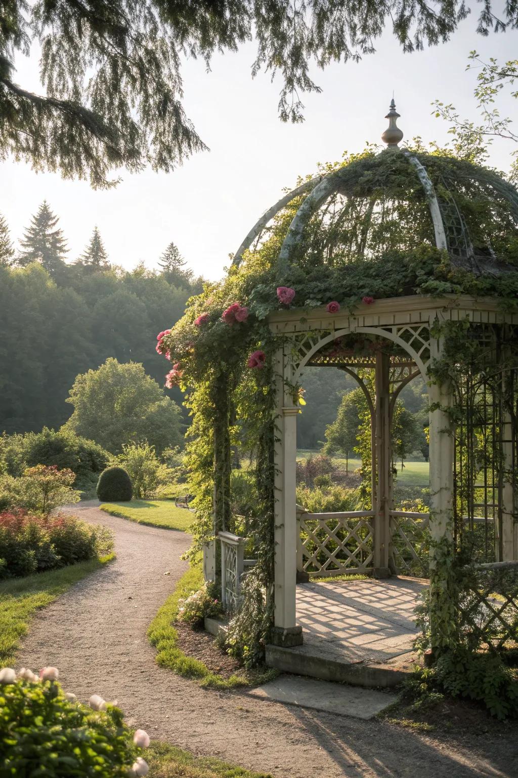 An arched entry adds elegance and invitation.