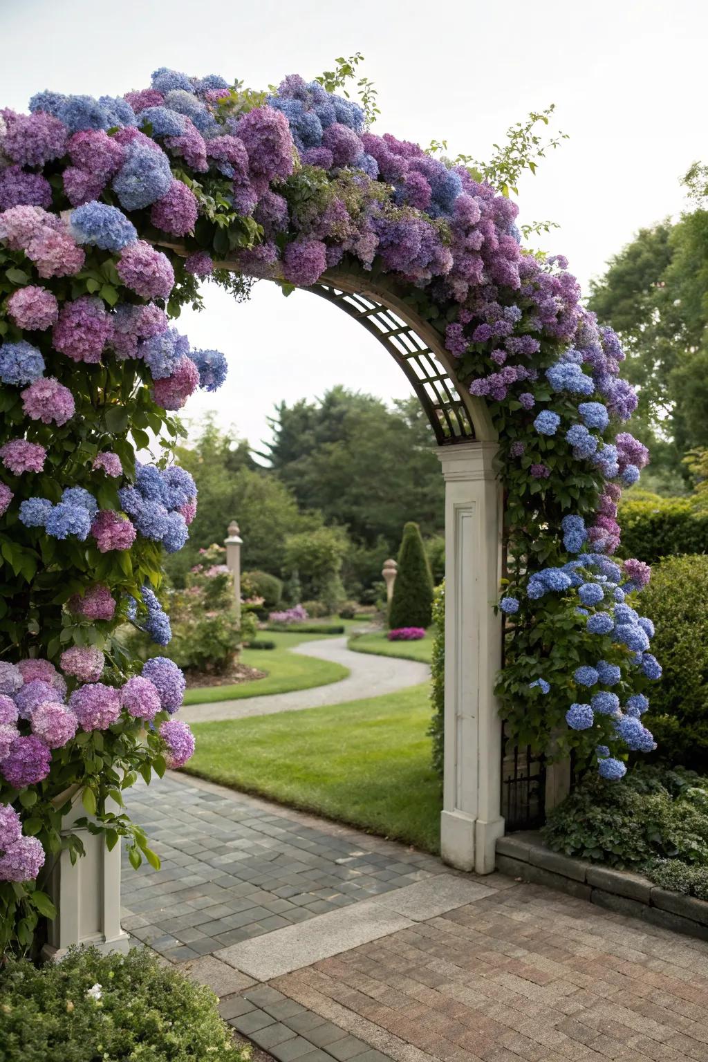 Make a grand entrance with a hydrangea archway.