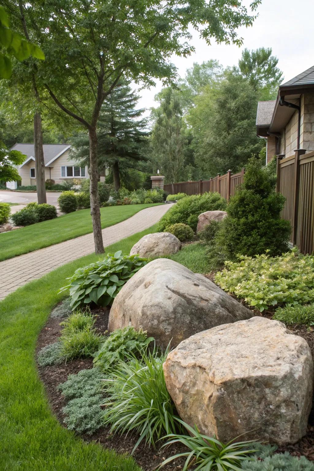 Boulders that command attention and enhance the landscape's visual appeal.