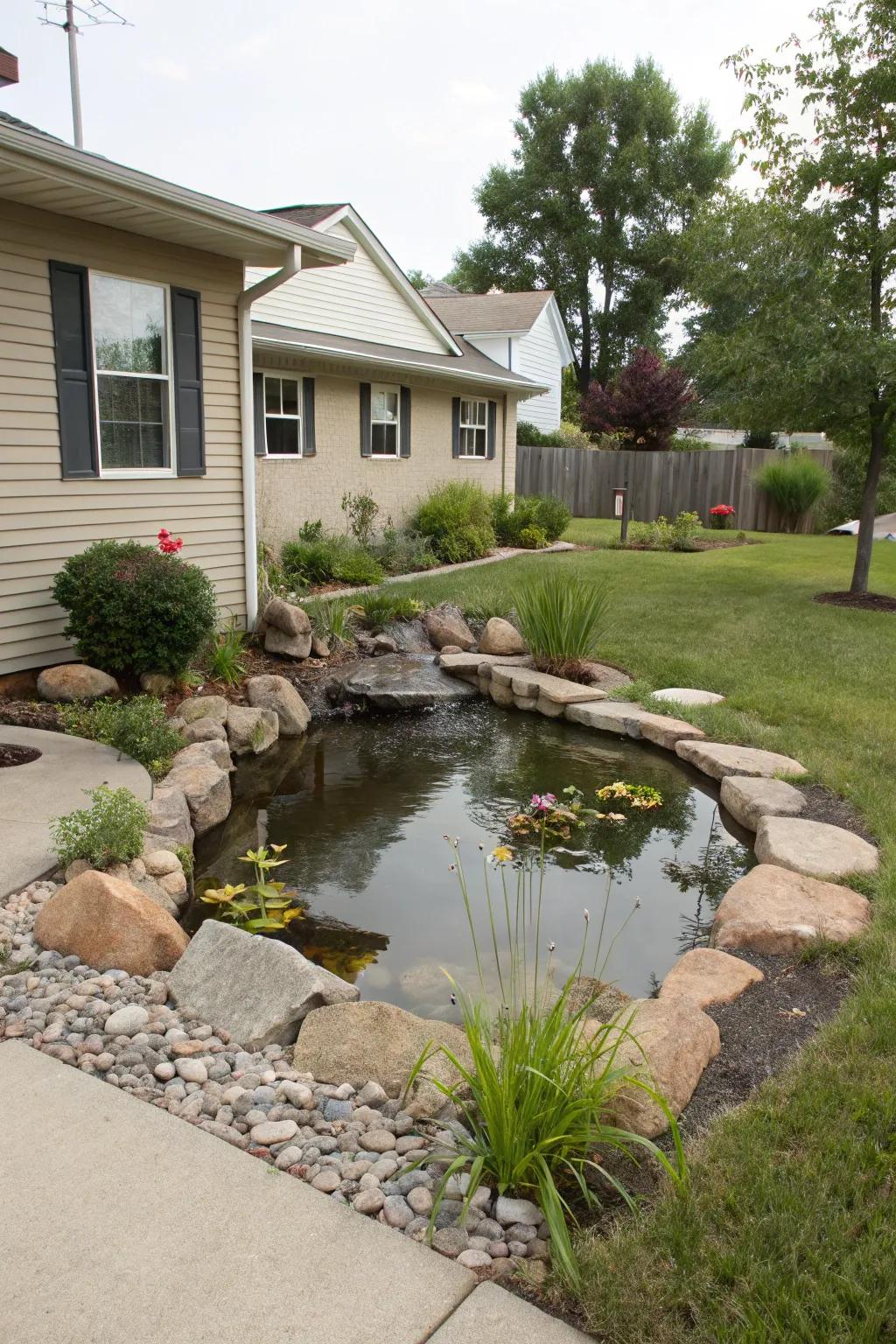 A compact pond makes a big impact in small spaces.