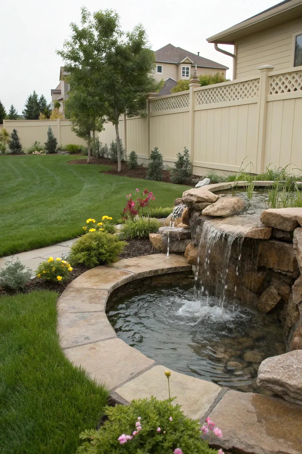 Water features add tranquility and a sense of privacy.
