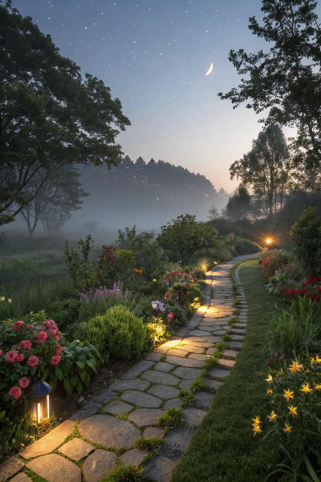 Guide your steps with playful solar-powered stepping stones.