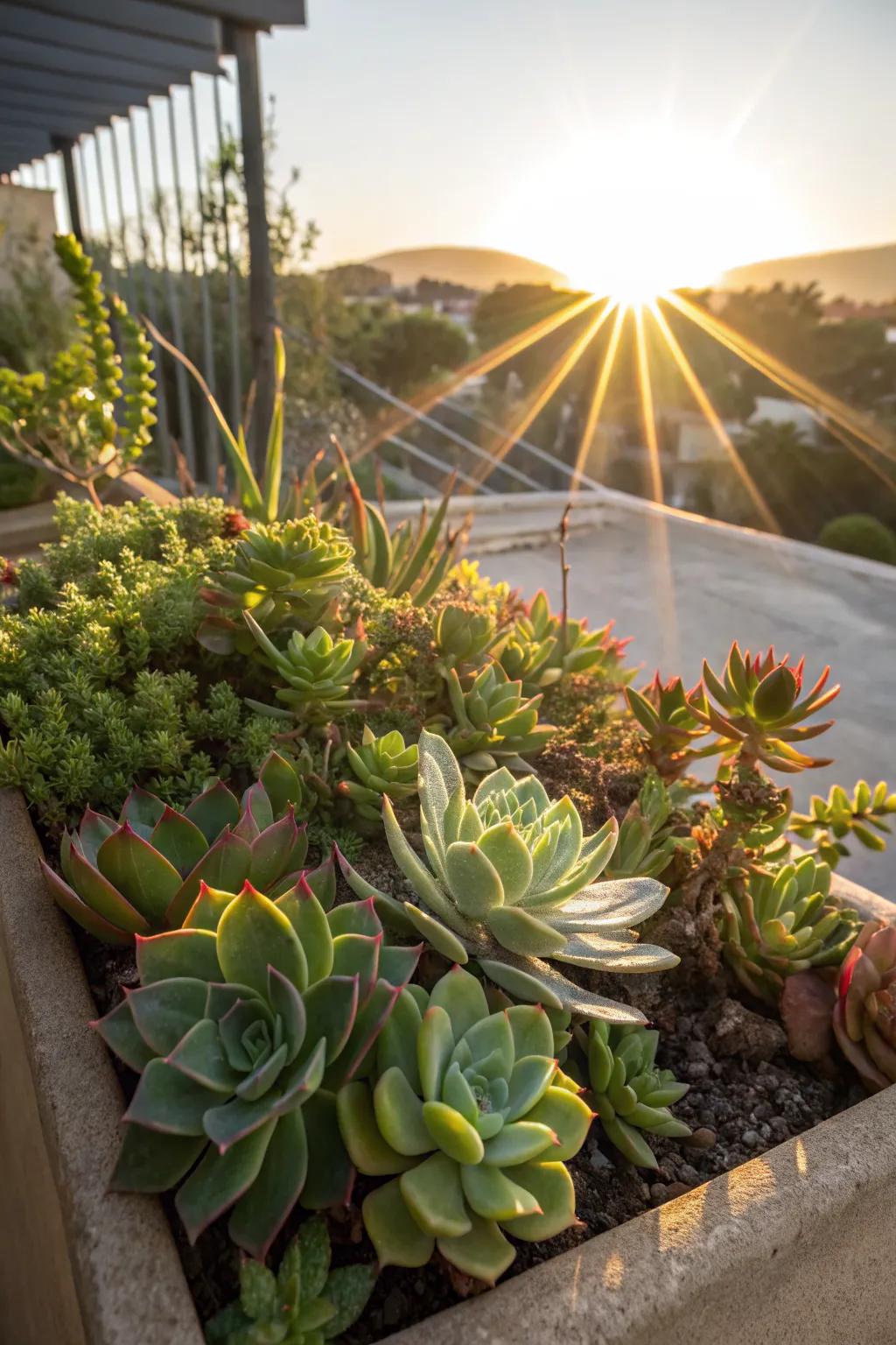 Sunburst succulents create a dazzling centerpiece.