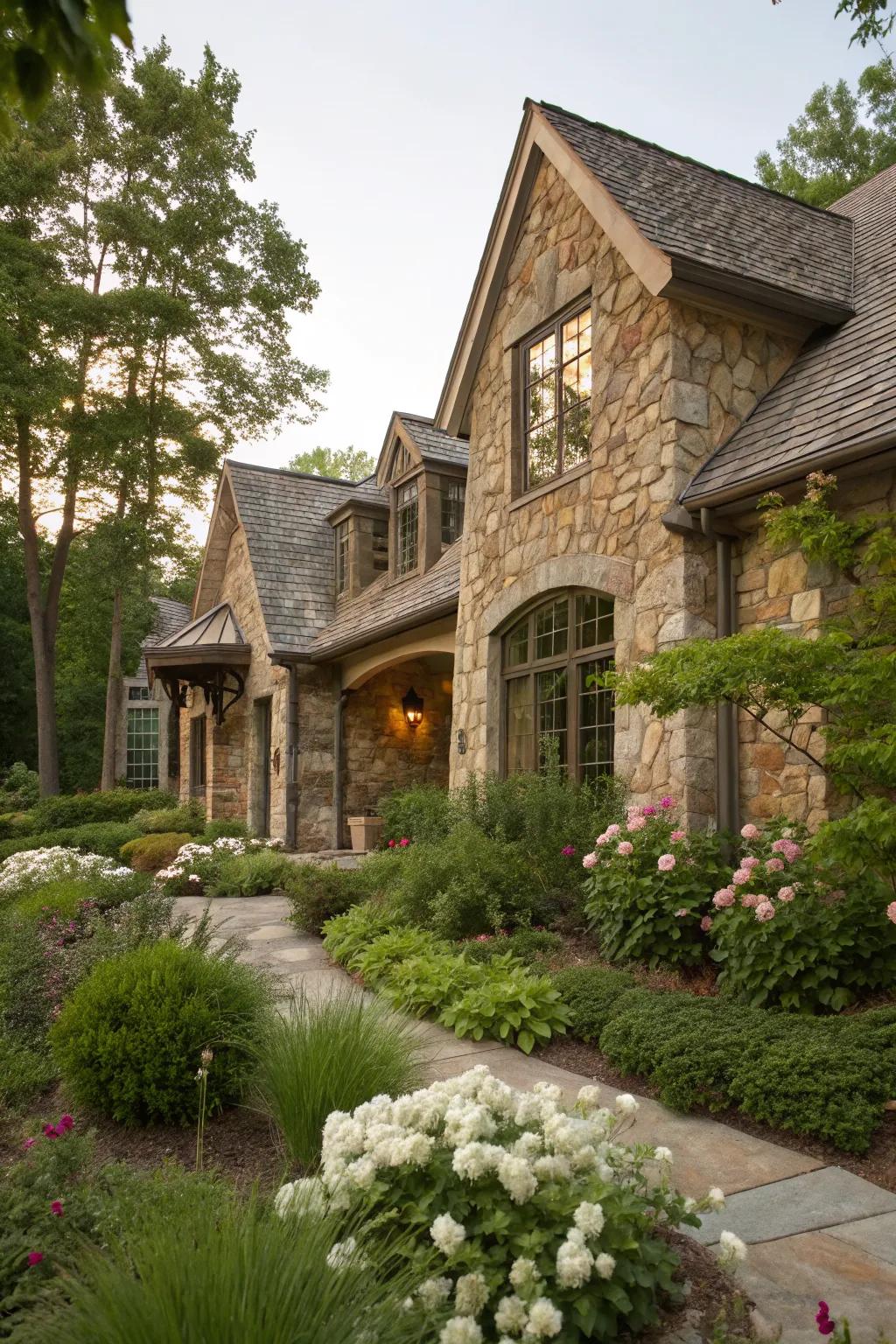 Rustic refinement with natural stone accents