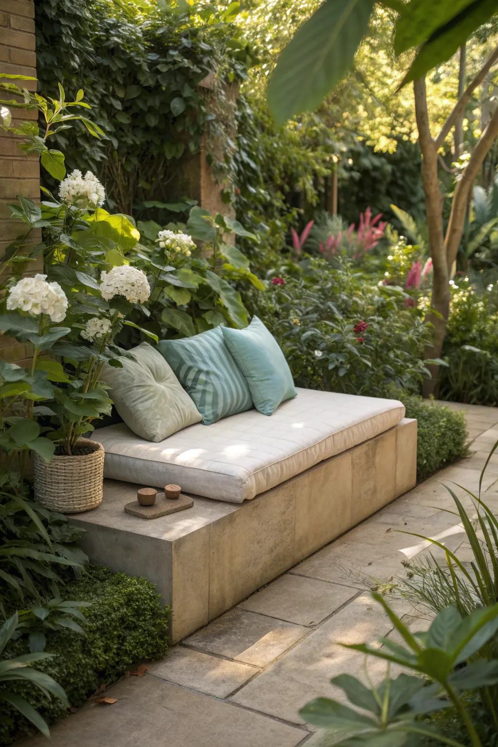 Relax in style with custom block seating in your garden.