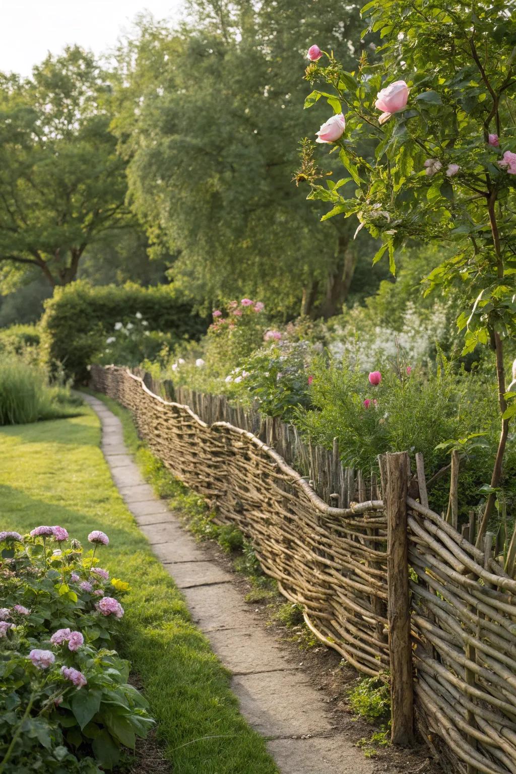 A natural weave fence integrates seamlessly with the environment.