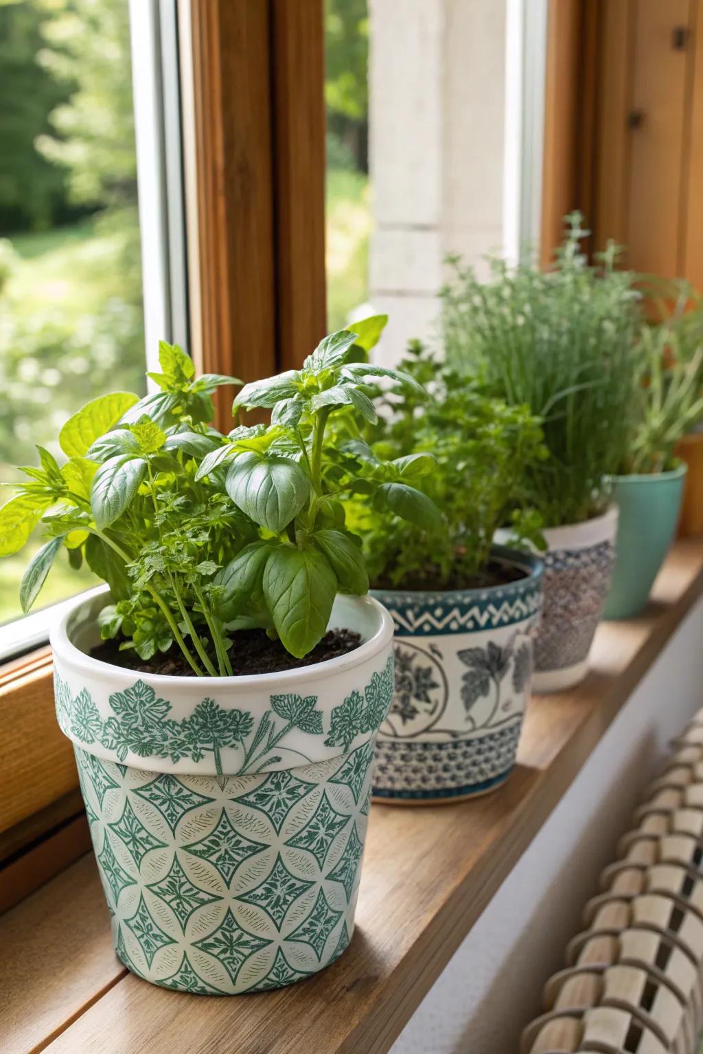 A container herb garden providing fresh herbs for your kitchen.