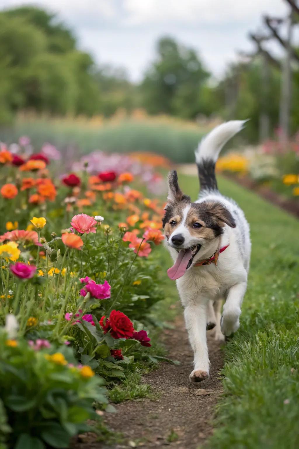 Capturing playful pet moments in the garden.