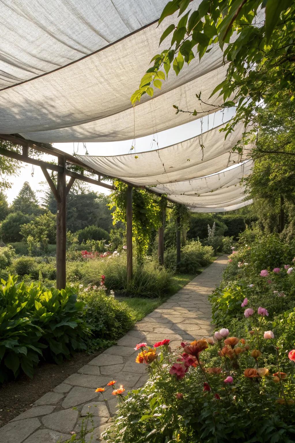 An overhead canopy offers both shade and a visual statement.