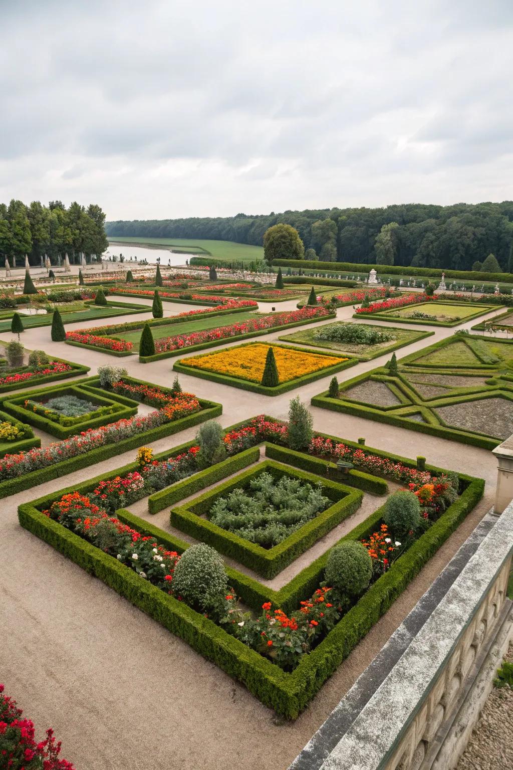 Geometric patterns offer a modern and clean garden design.