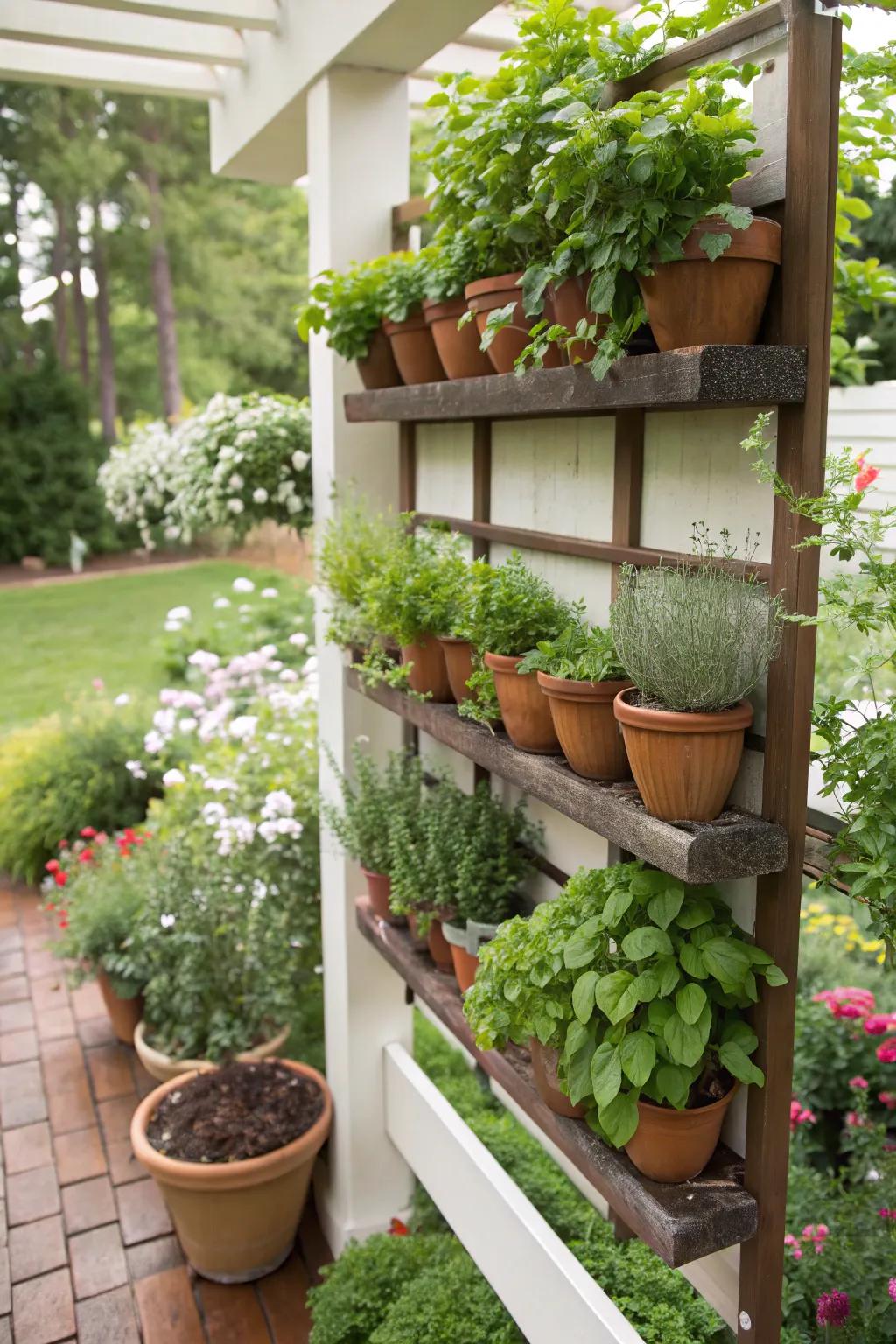 Practical and fragrant wall-mounted herb garden.