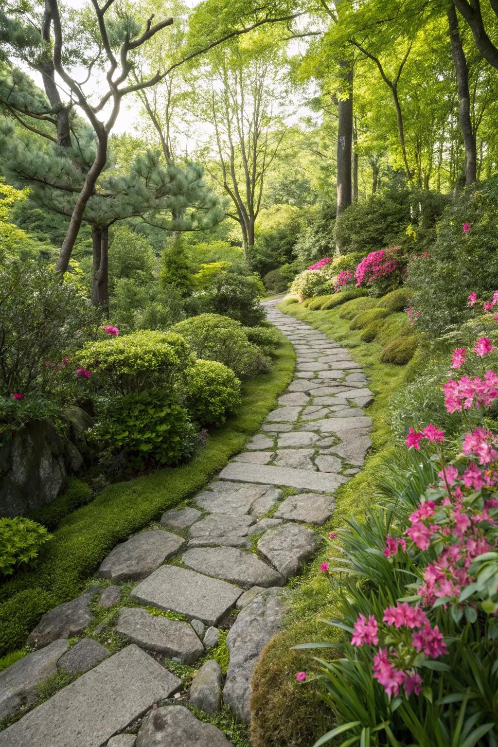 Combine function and beauty with natural stone pathways.
