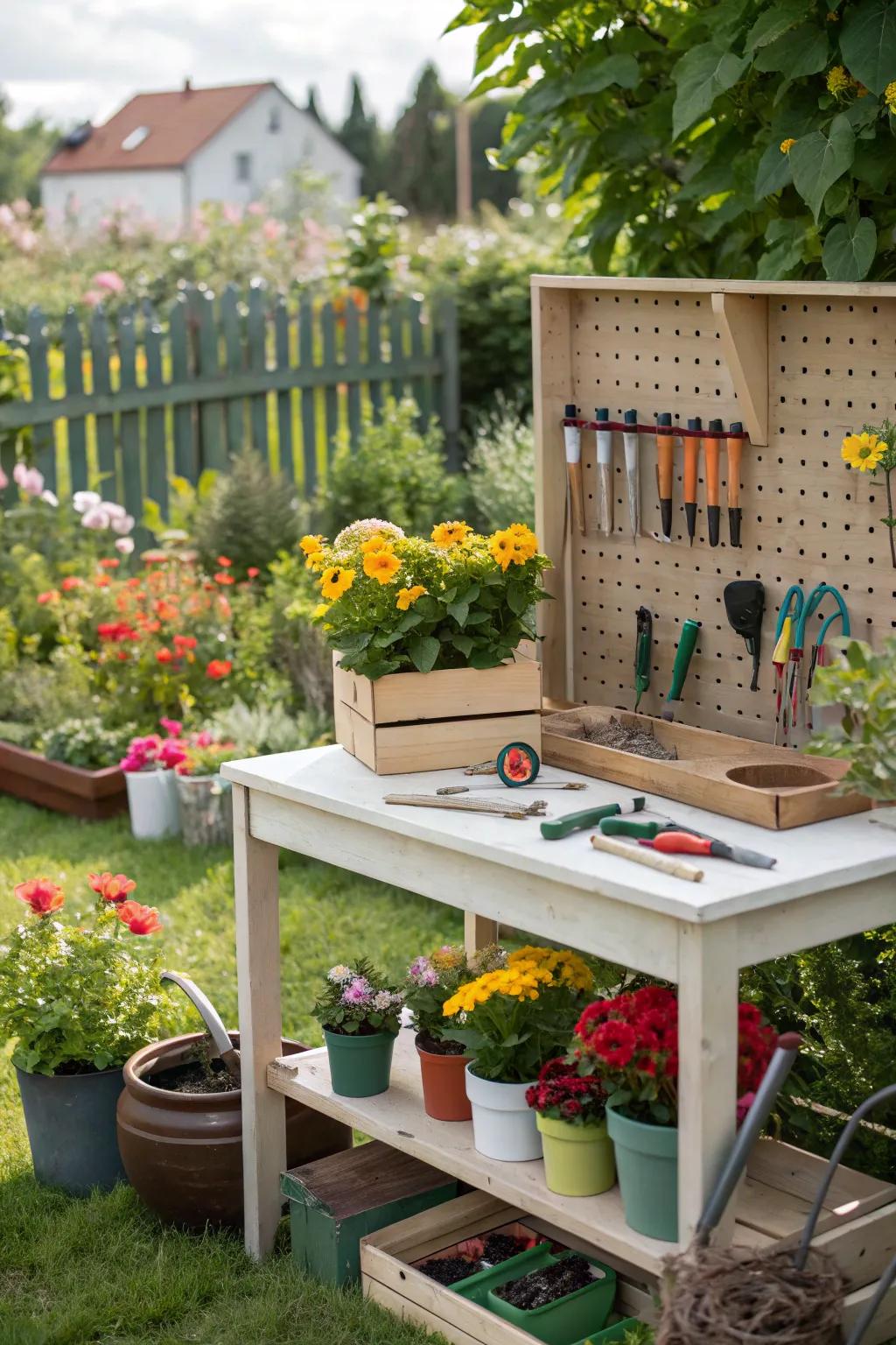 A DIY enthusiast's dreamland in a garden workshop.