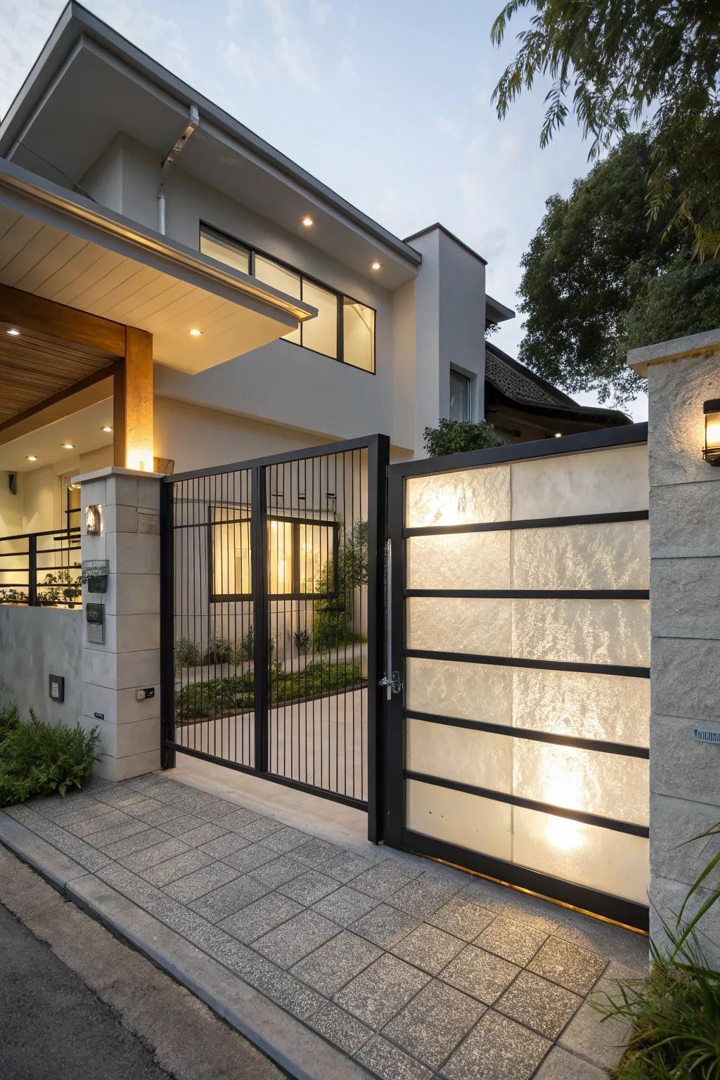Translucent panels balance light and privacy.