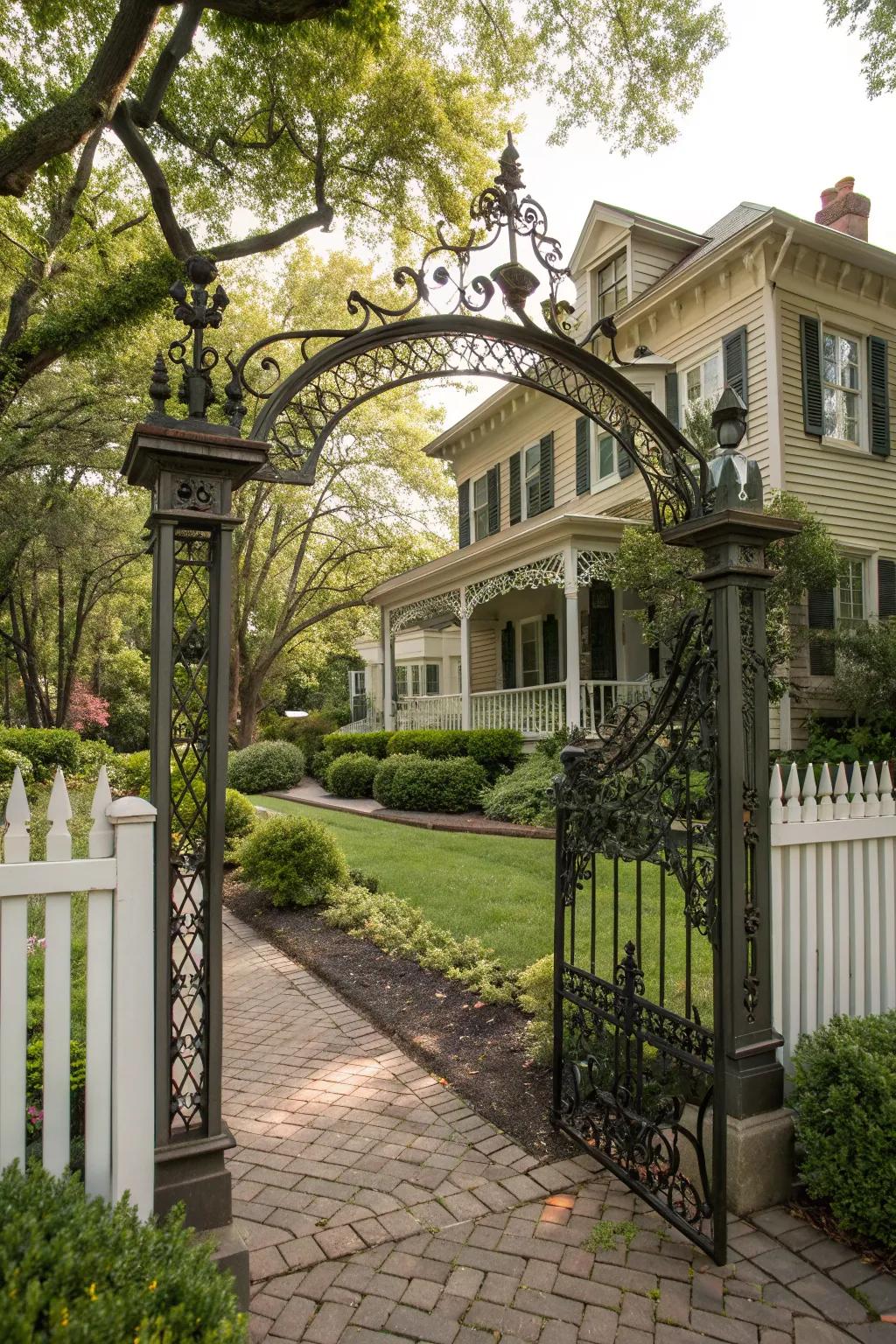 A vintage gate that adds timeless charm and elegance.
