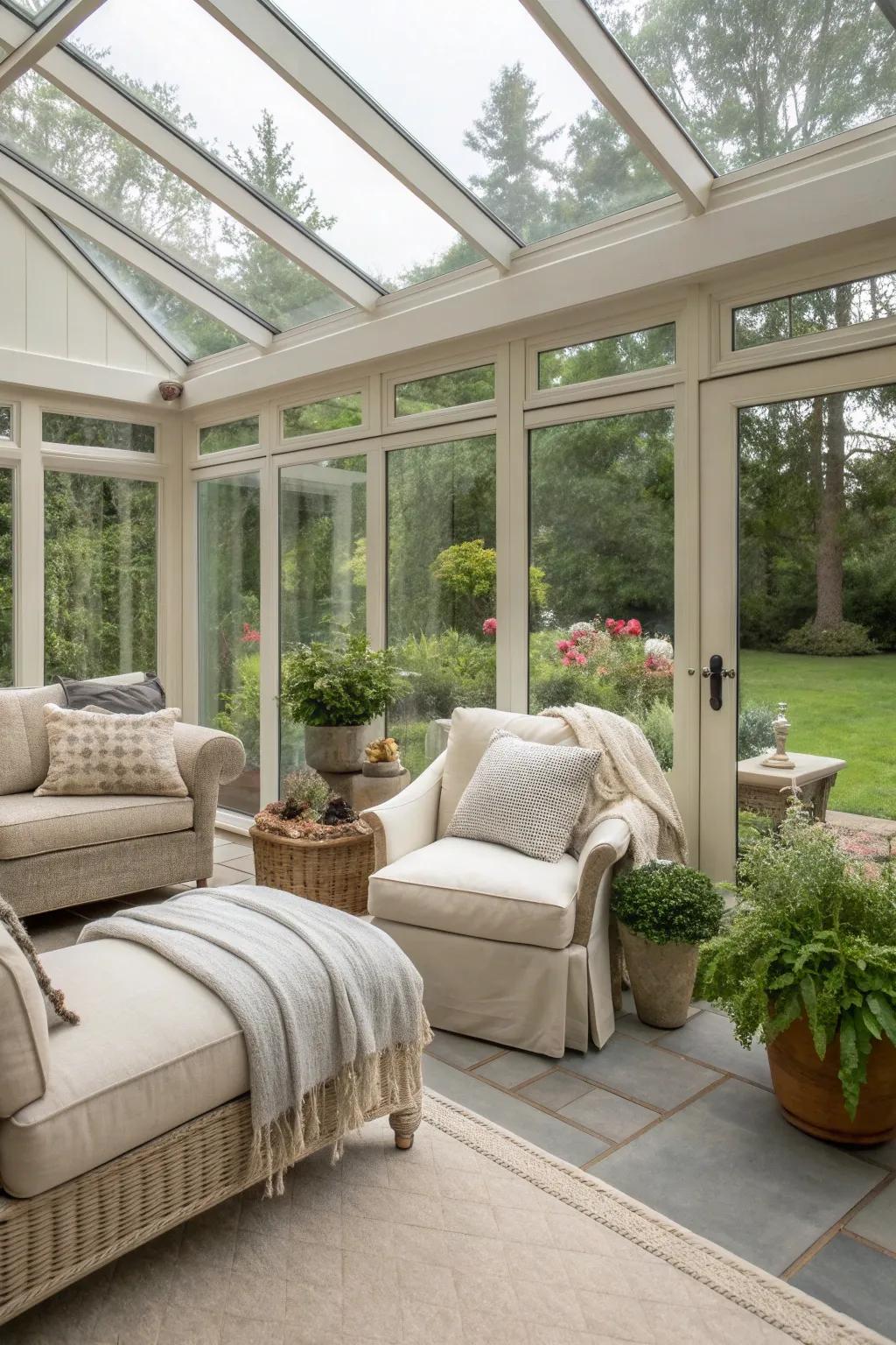 Neutral tones create a calming and inviting atmosphere.