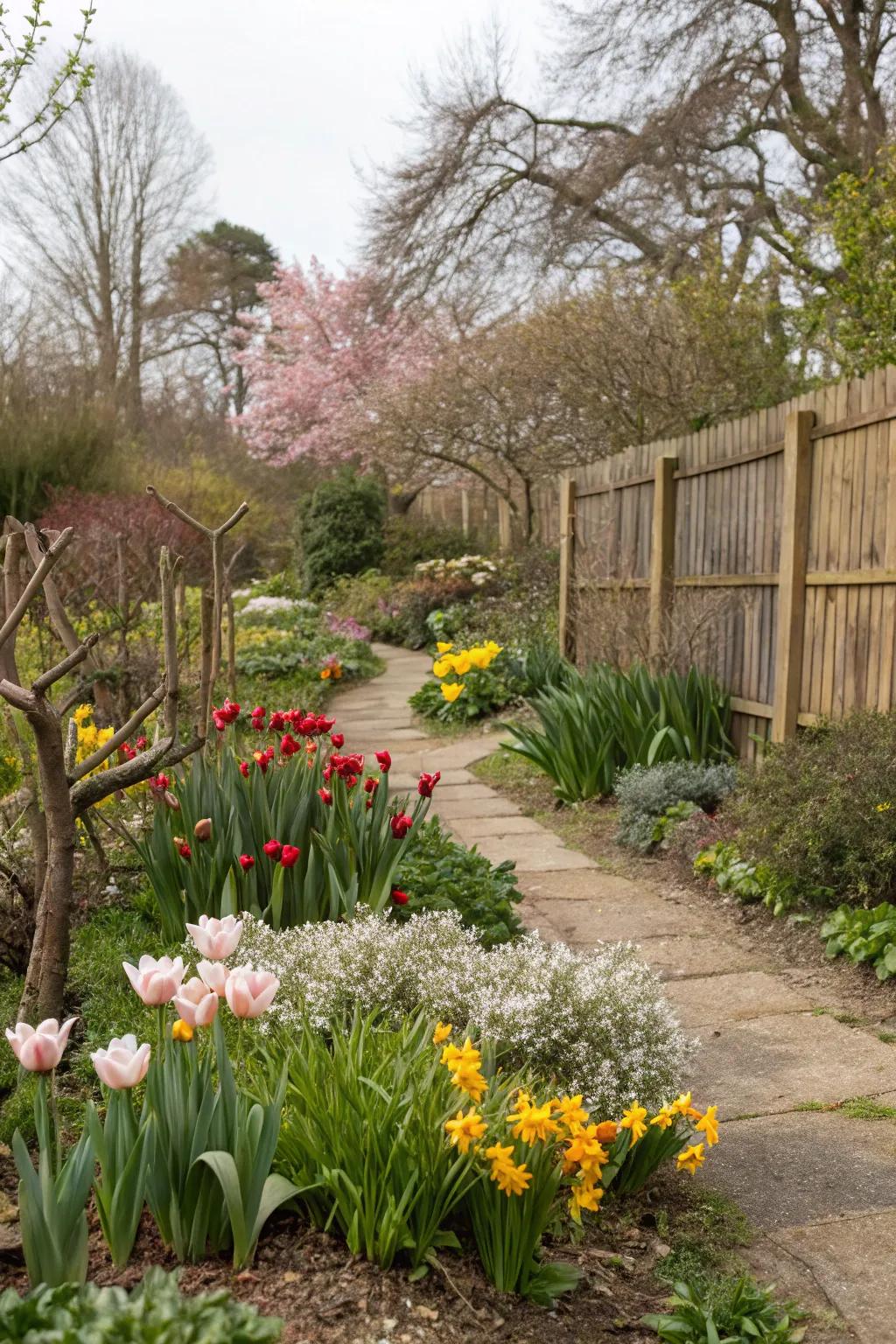 Seasonal blooms ensure year-round garden color.