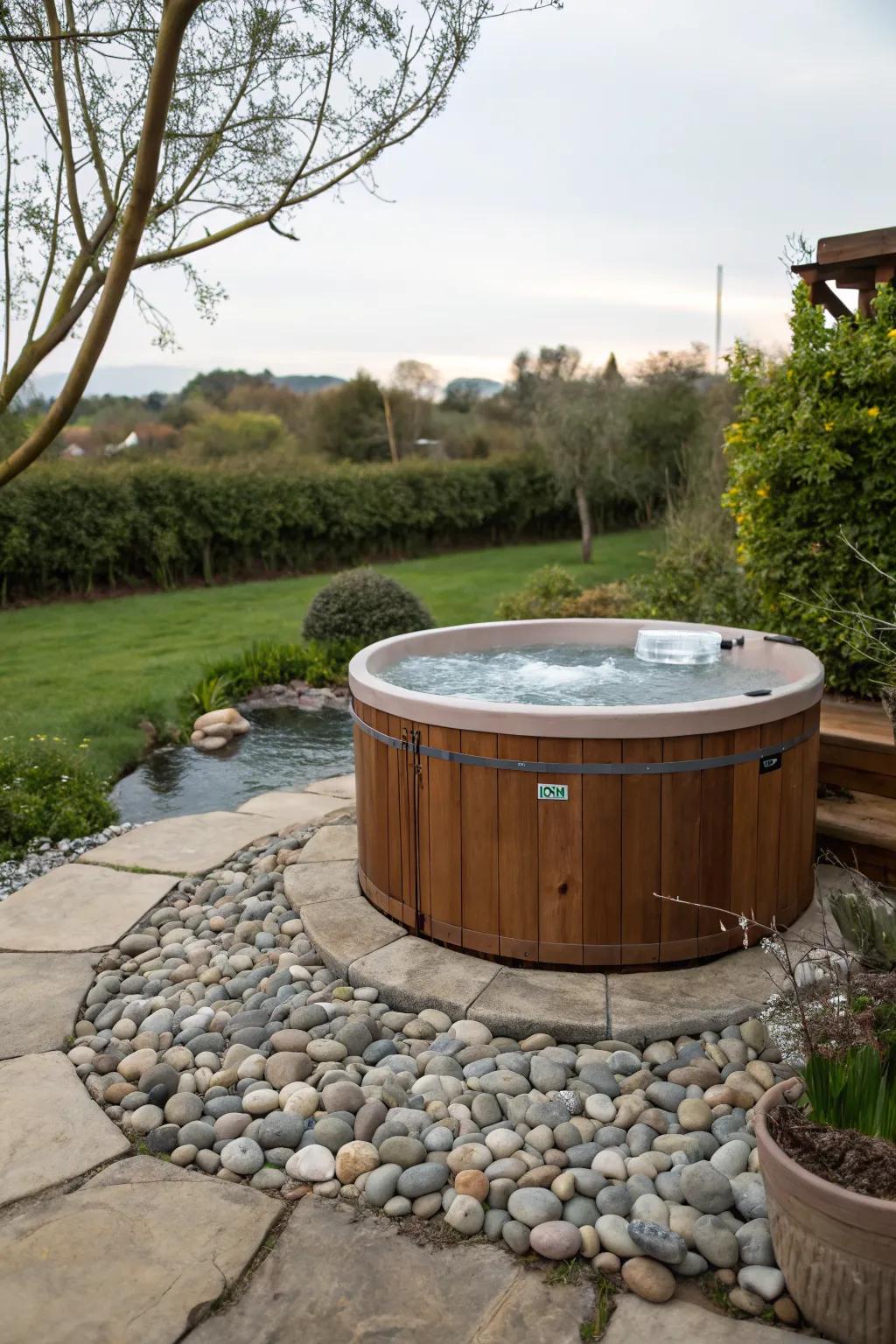 Water features add a calming element to your hot tub area.
