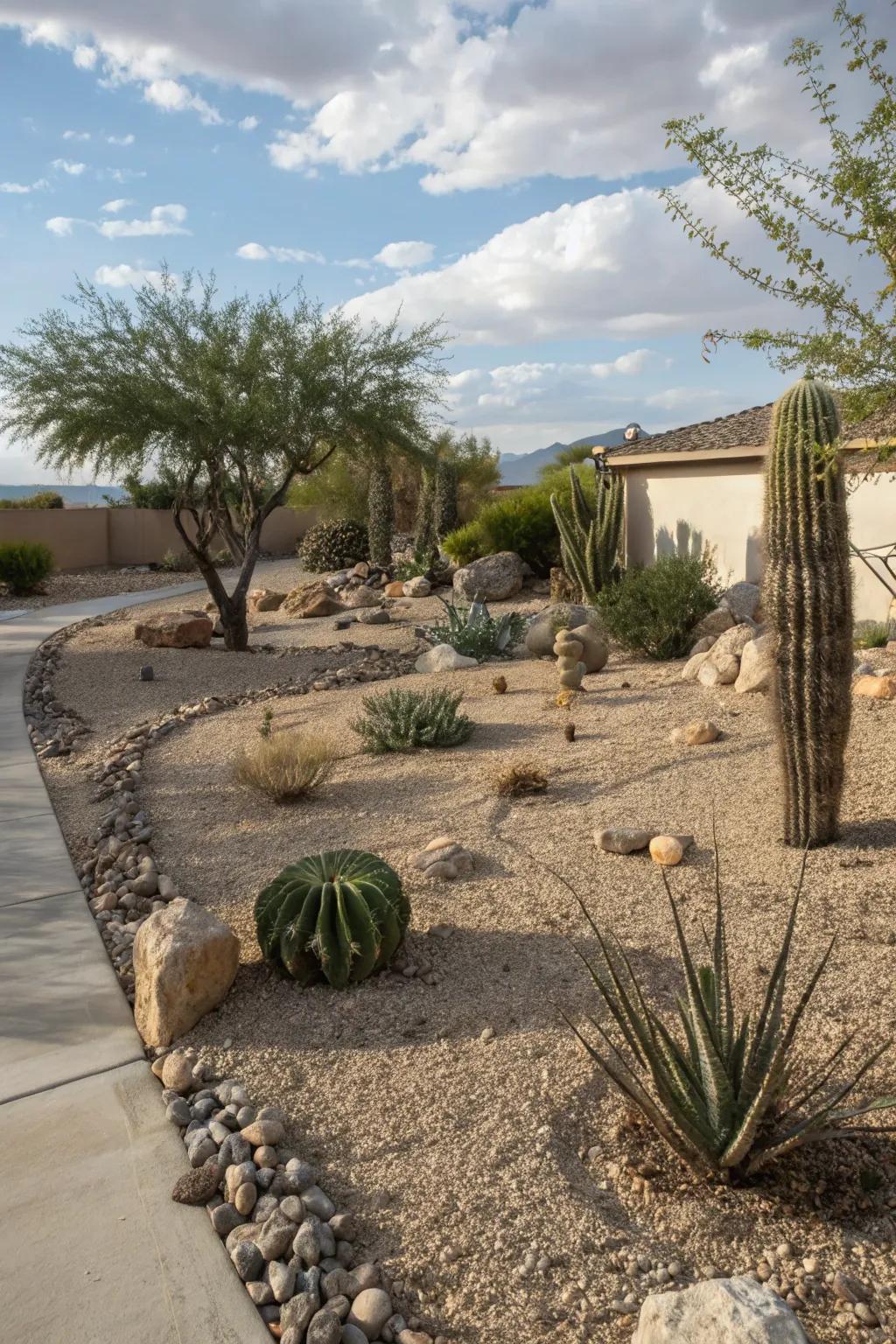 Get inspired by the desert with gravel and succulents.