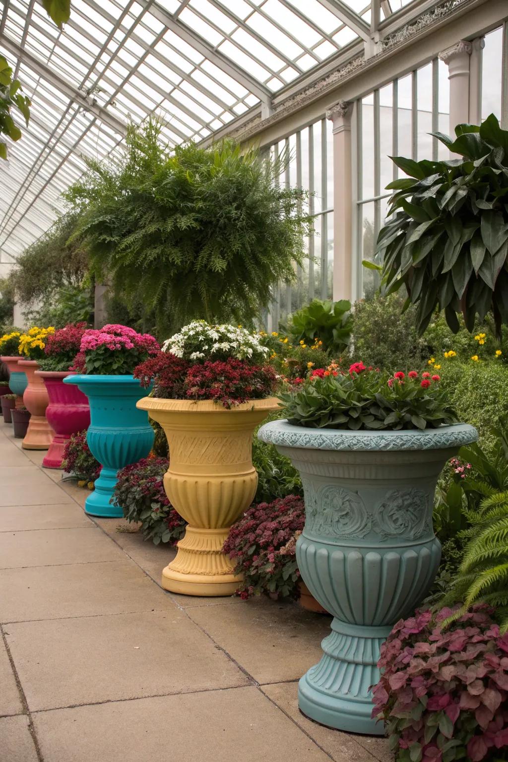 Elegant planters elevate the style of your greenhouse.