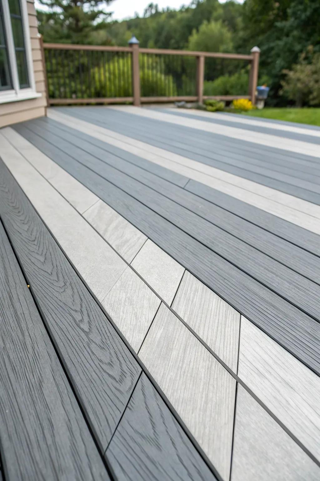 Two-tone decking adds depth and character to the space.