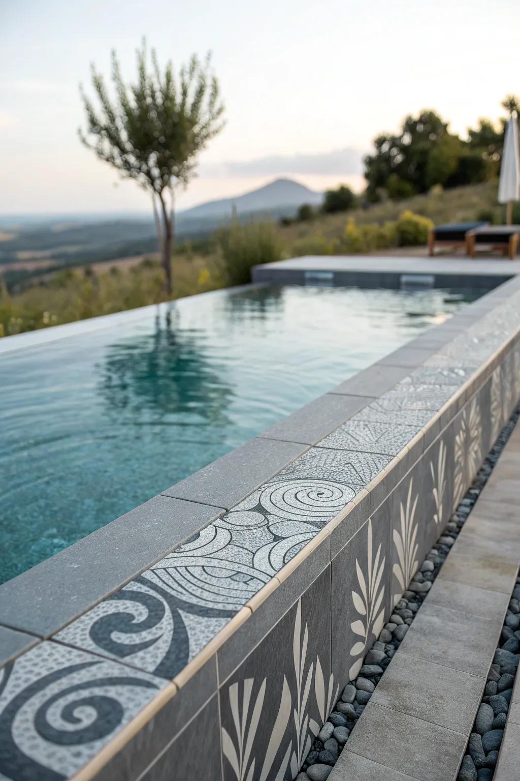 Artistic expression with abstract grey tiles