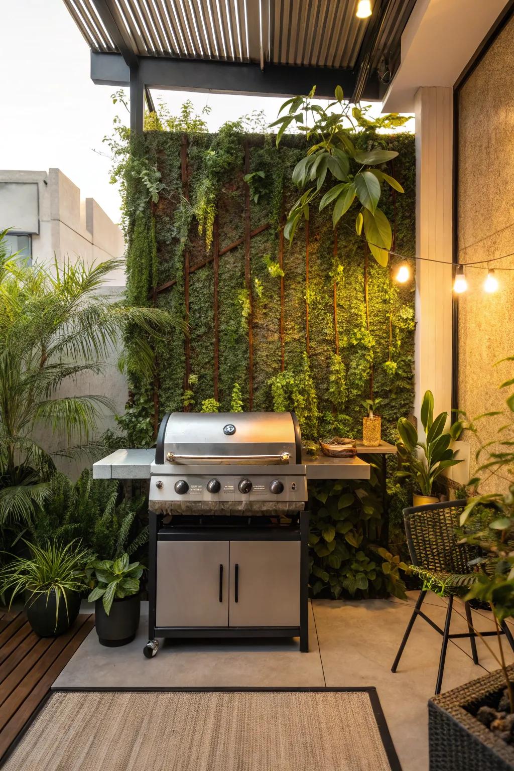 Vertical gardens provide a refreshing and private backdrop.