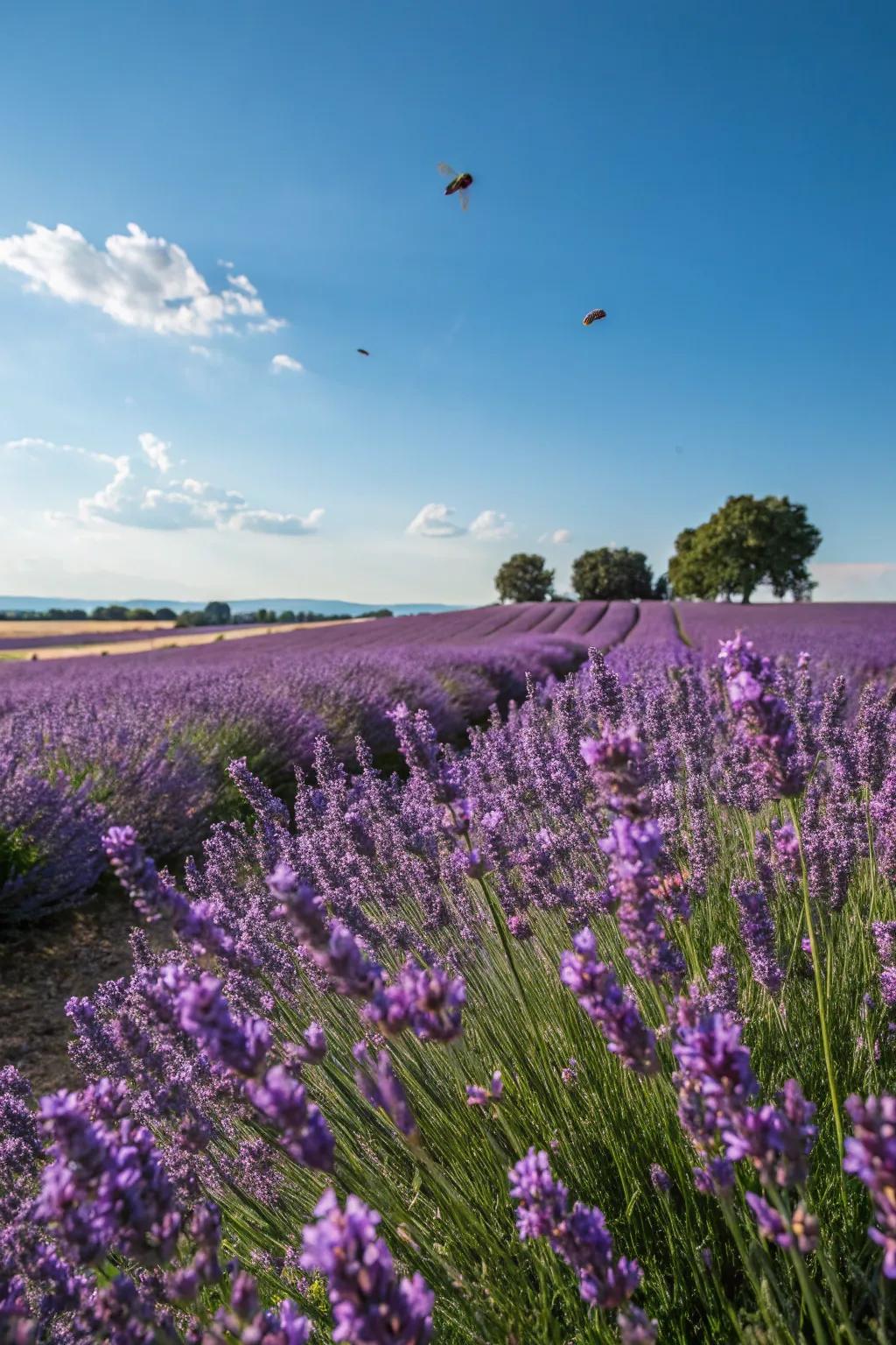 Lavender fields offering a sensory experience with color and fragrance.