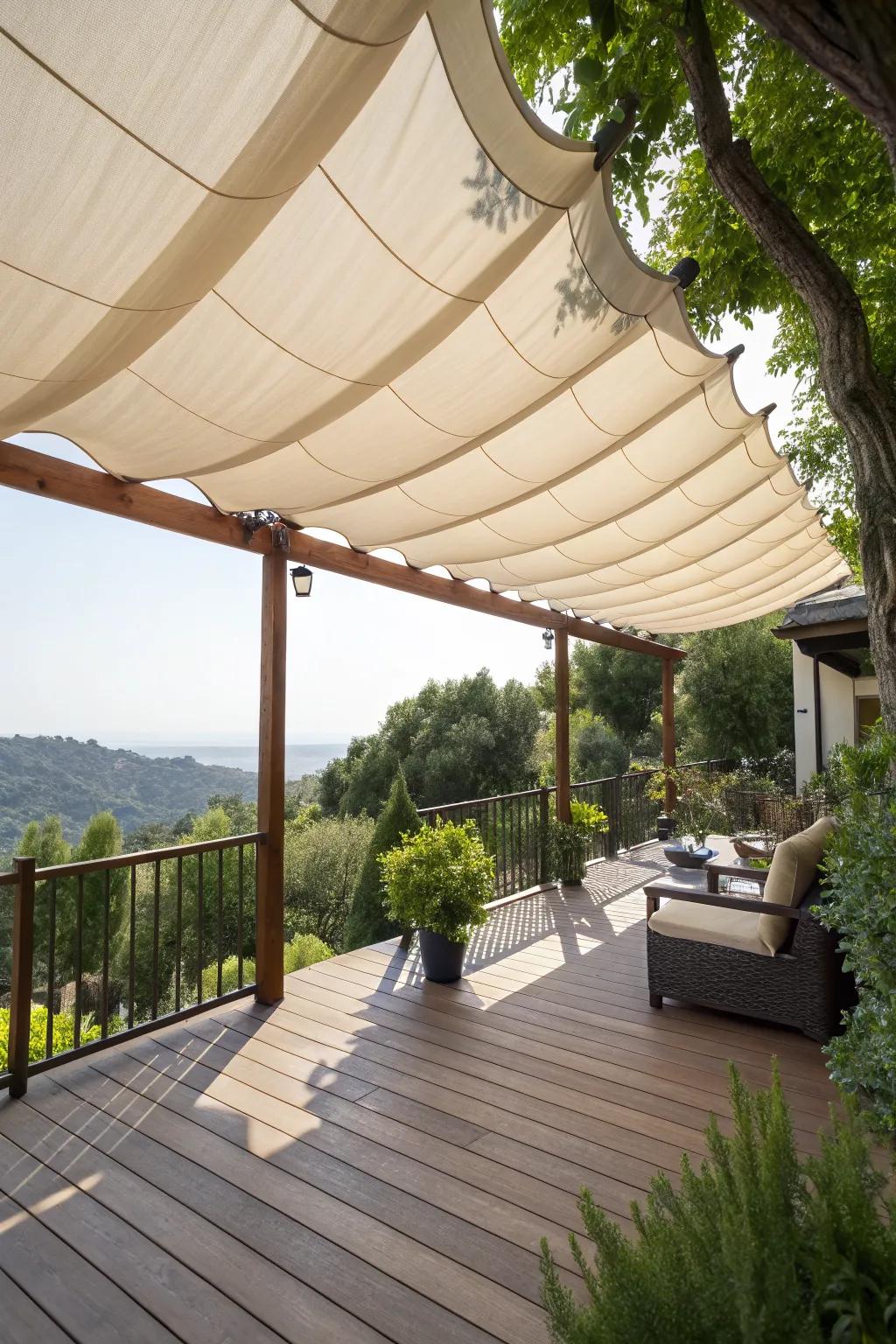 A textile roof that adds softness and movement to your outdoor space.
