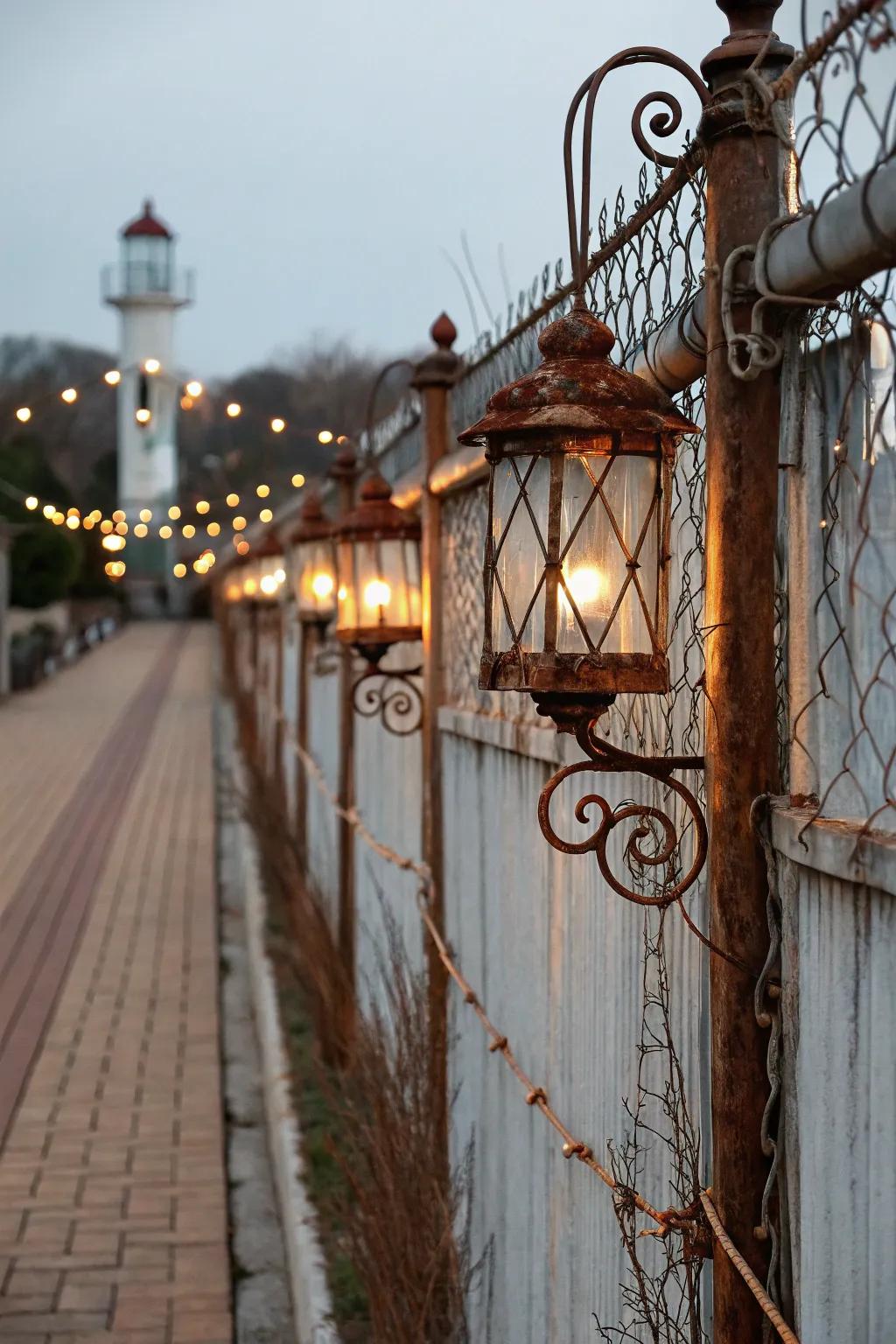 Vintage lanterns and metal accents bring an old-world charm to Halloween.