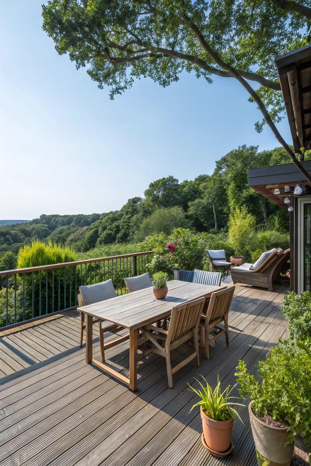 Sustainable decking is durable and eco-friendly.