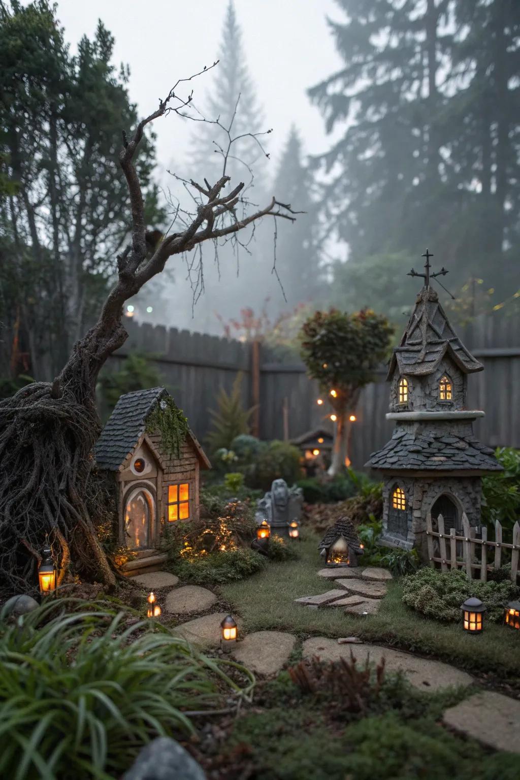 Enter an enchanting world with a spooky fairy garden.