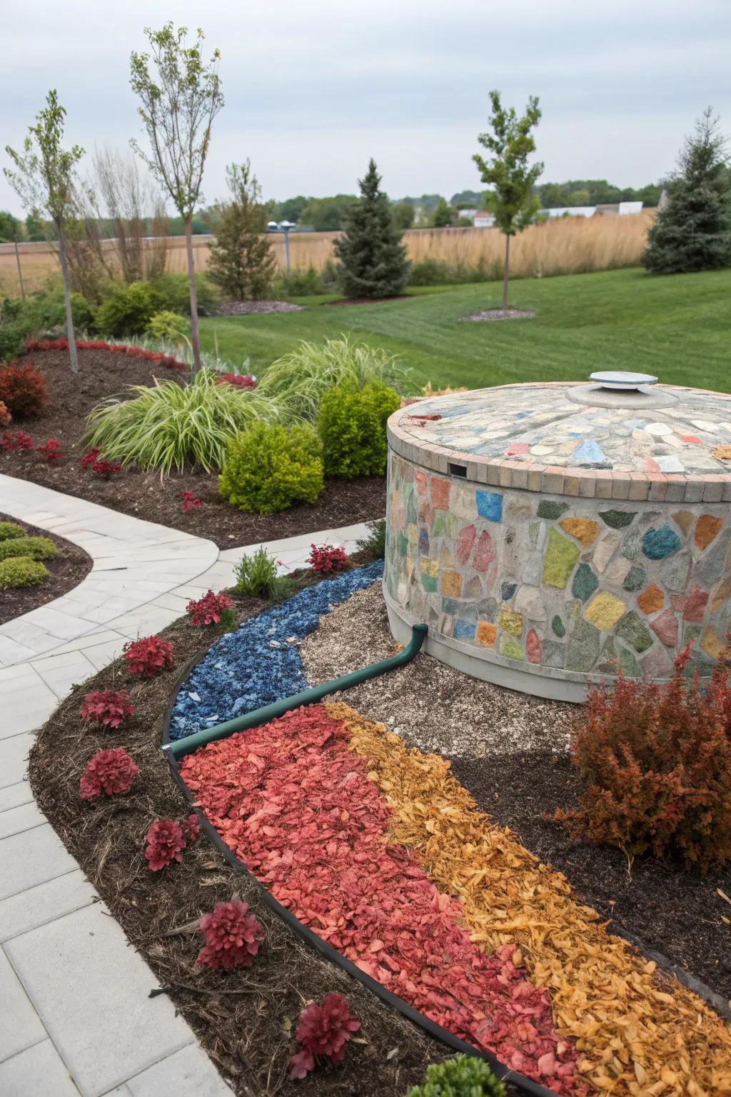Decorative mulch provides a clean and polished way to hide septic tank covers.