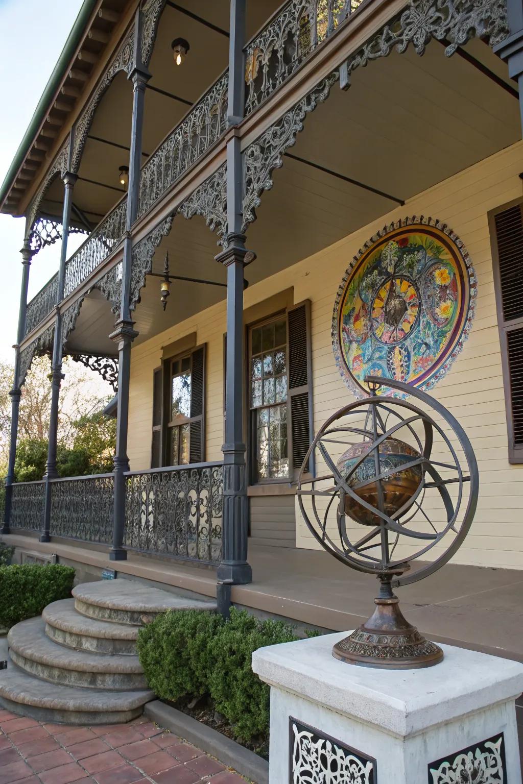 Artistic elements that add flair to a high porch.