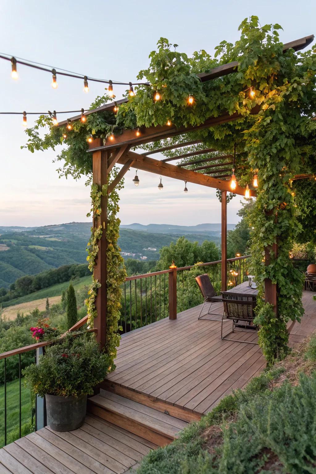 A pergola offers shade and a touch of elegance to a deck.