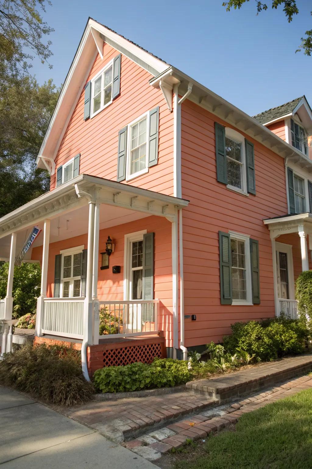 Coral shades provide warmth and invitation.