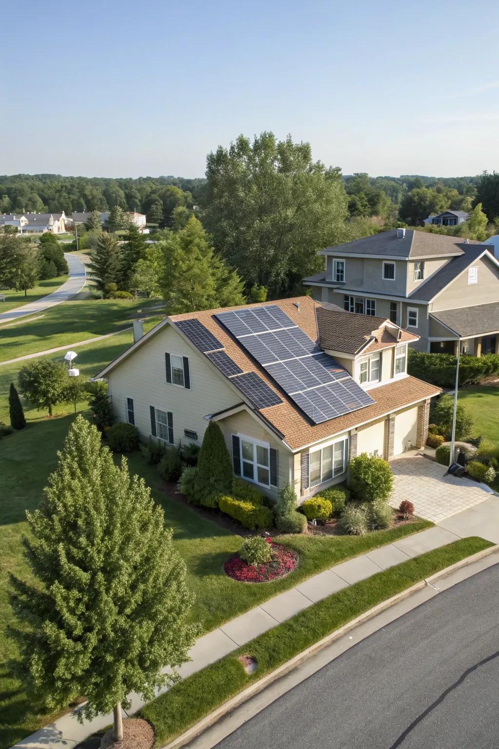Solar panels providing sustainable energy.