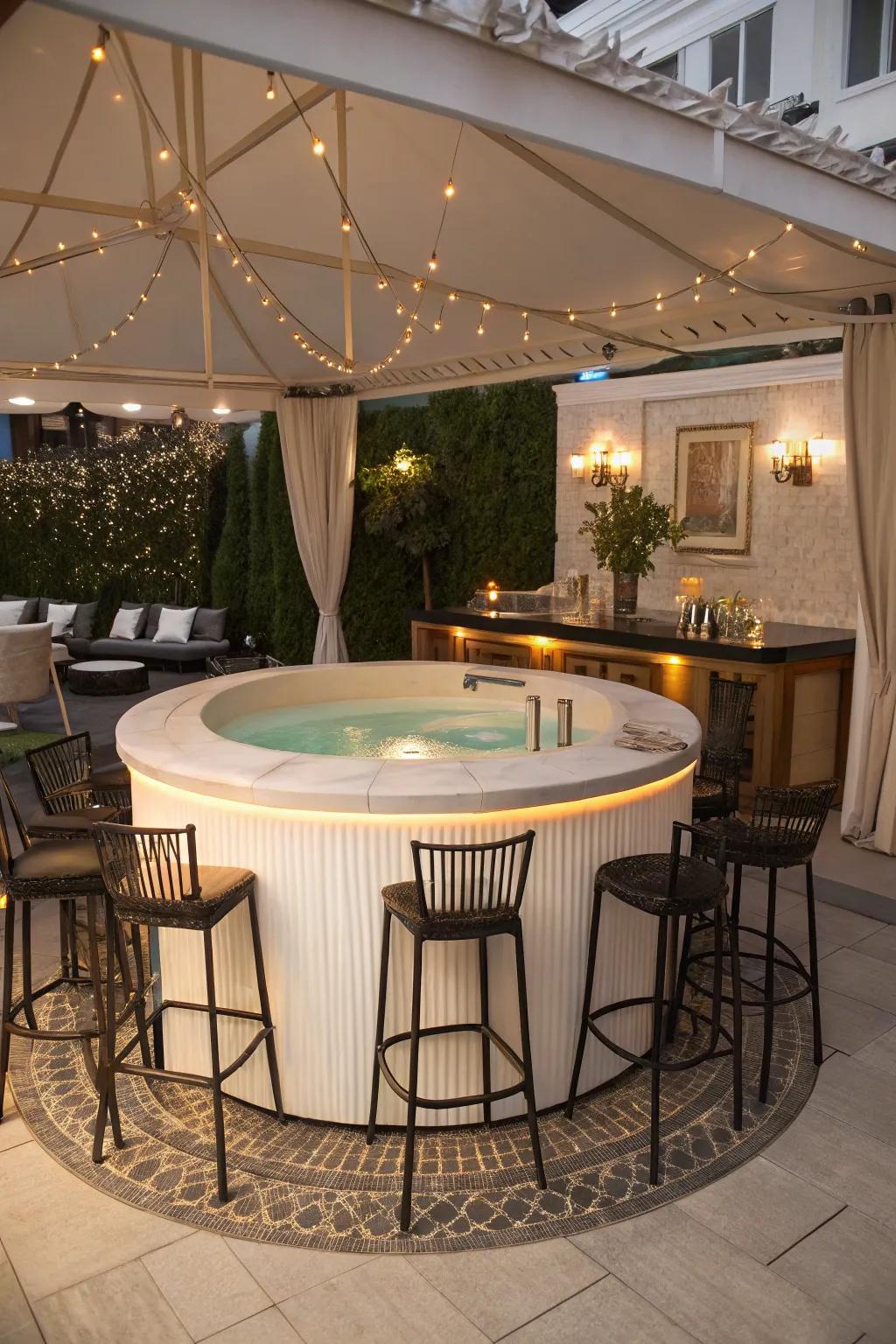 A circular bar design maximizes space and encourages interaction.