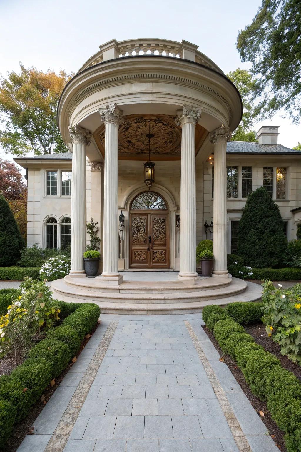 A columned canopy that stands with grandeur.