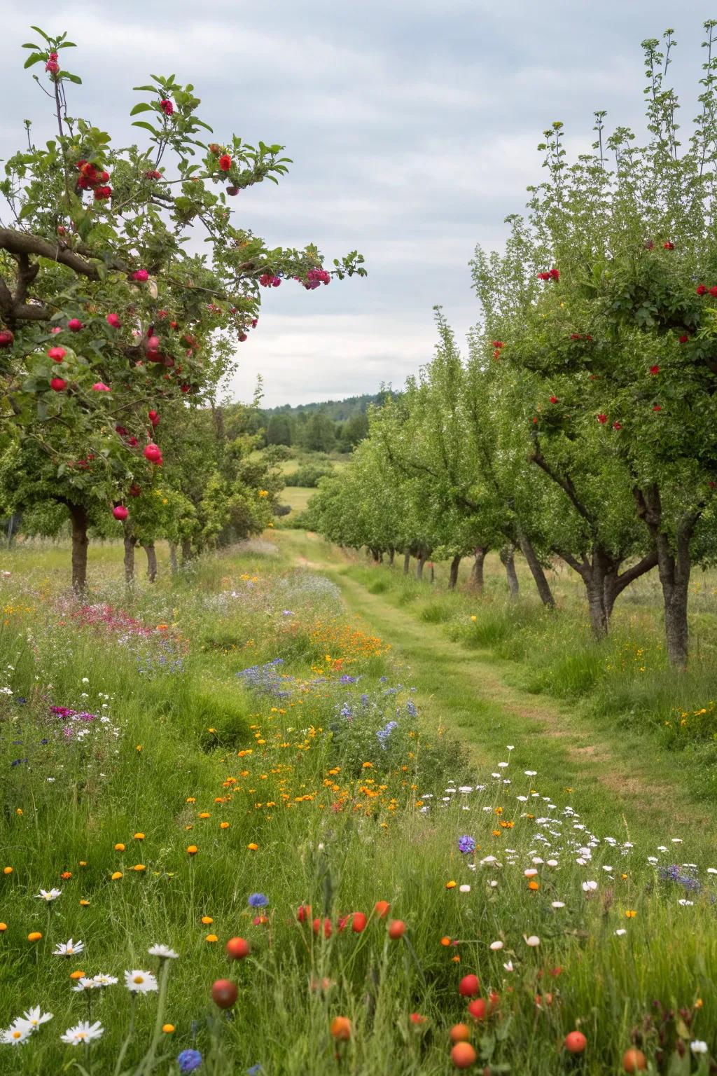 A lawn transformed into a thriving home orchard