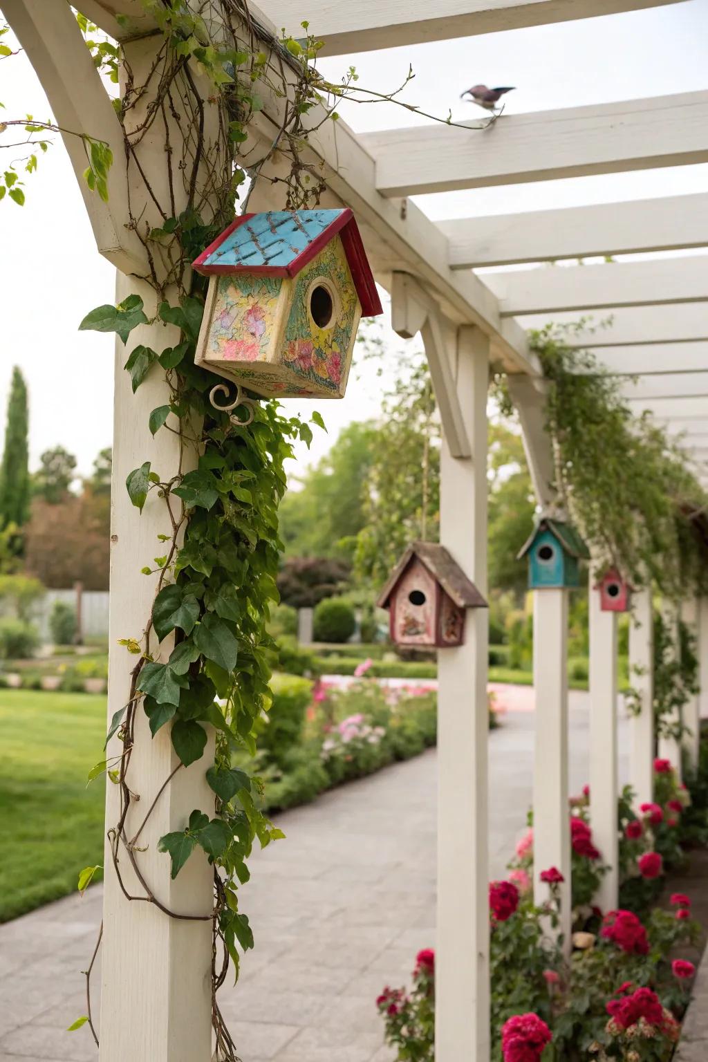 Birdhouses add whimsy and invite nature.