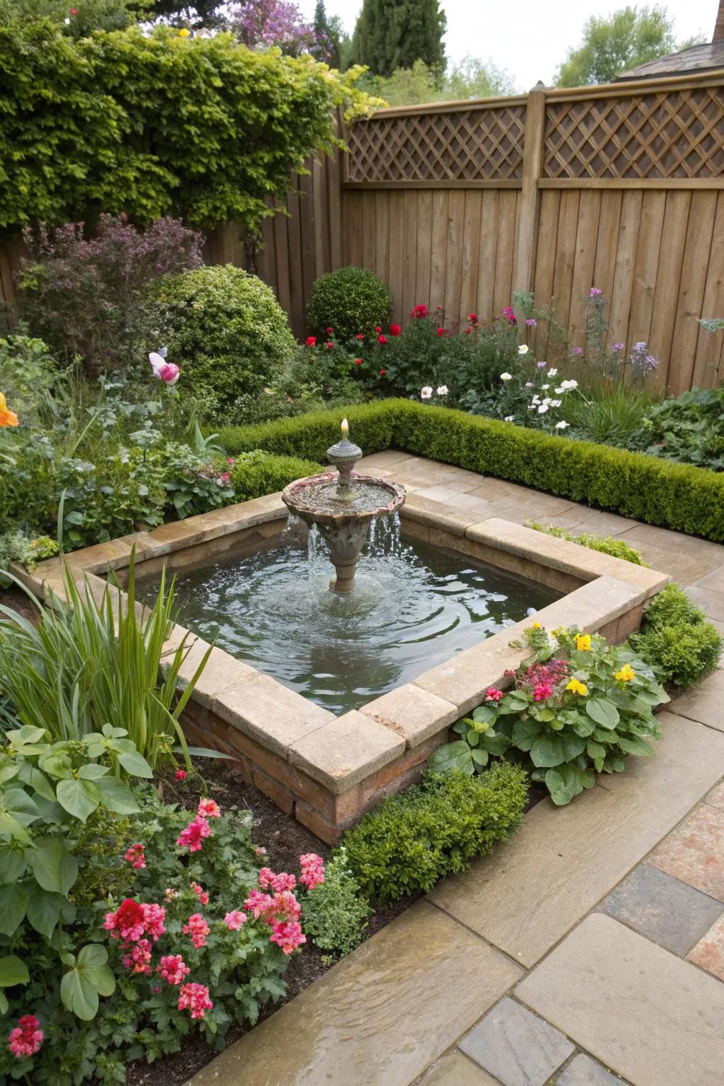 Peaceful ambiance with a touch of water.
