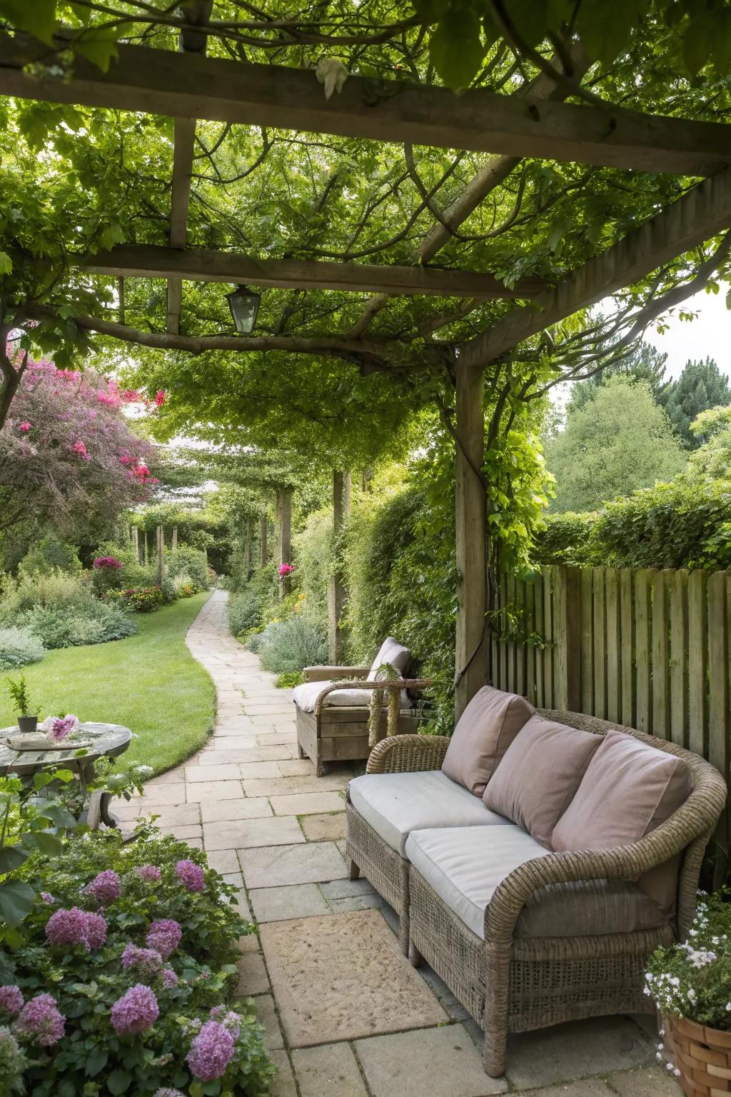 Relax under a canopy of climbing greenery.