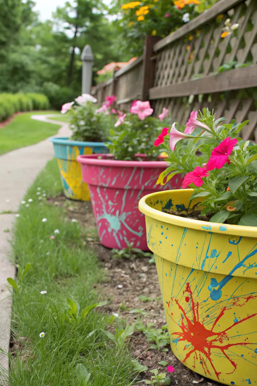 Add energy with splatter paint techniques.