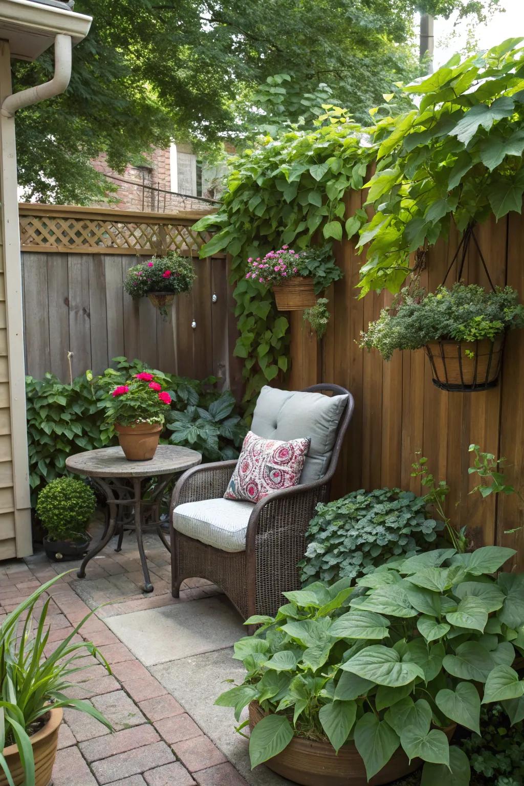 Cozy seating nook on a patio