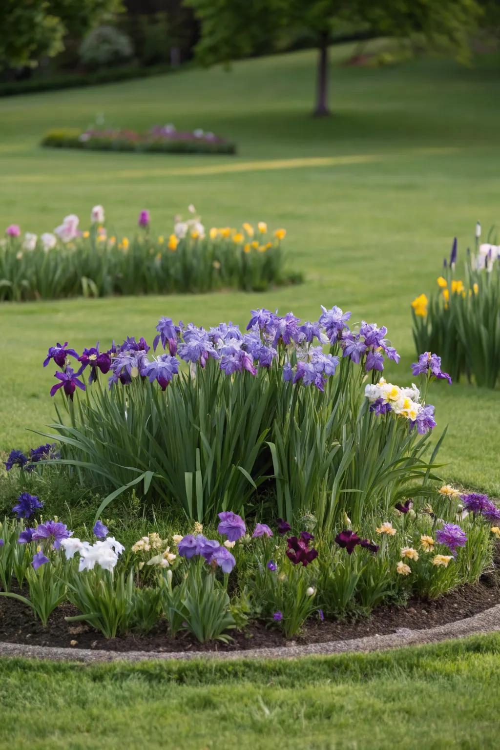 An eye-catching iris island centerpiece.